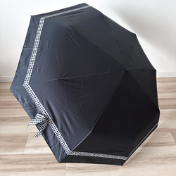 日傘 雨傘 折りたたみ傘 骨8本 リボン付き 晴雨兼用 完全遮光 UVカット H1/黒 1枚目の画像