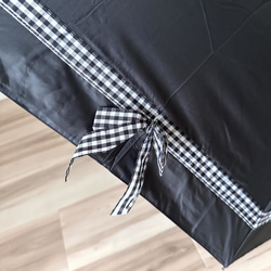 日傘 雨傘 折りたたみ傘 骨8本 リボン付き 晴雨兼用 完全遮光 UVカット H1/黒 2枚目の画像