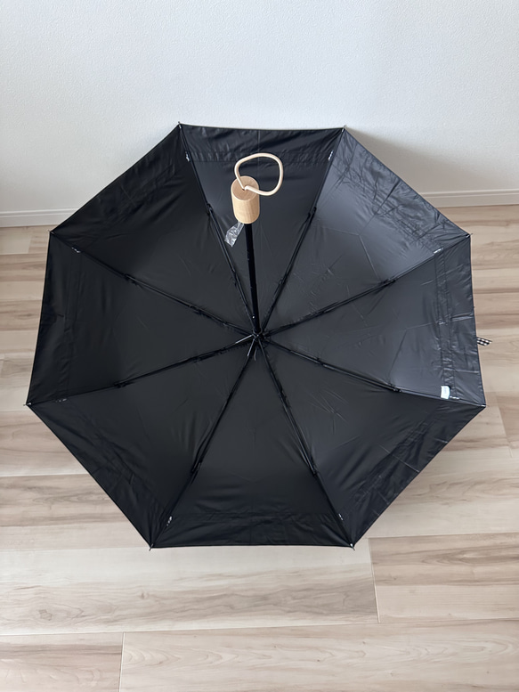 日傘 雨傘 折りたたみ傘 骨8本 リボン付き 晴雨兼用 完全遮光 UVカット H1/黒 4枚目の画像