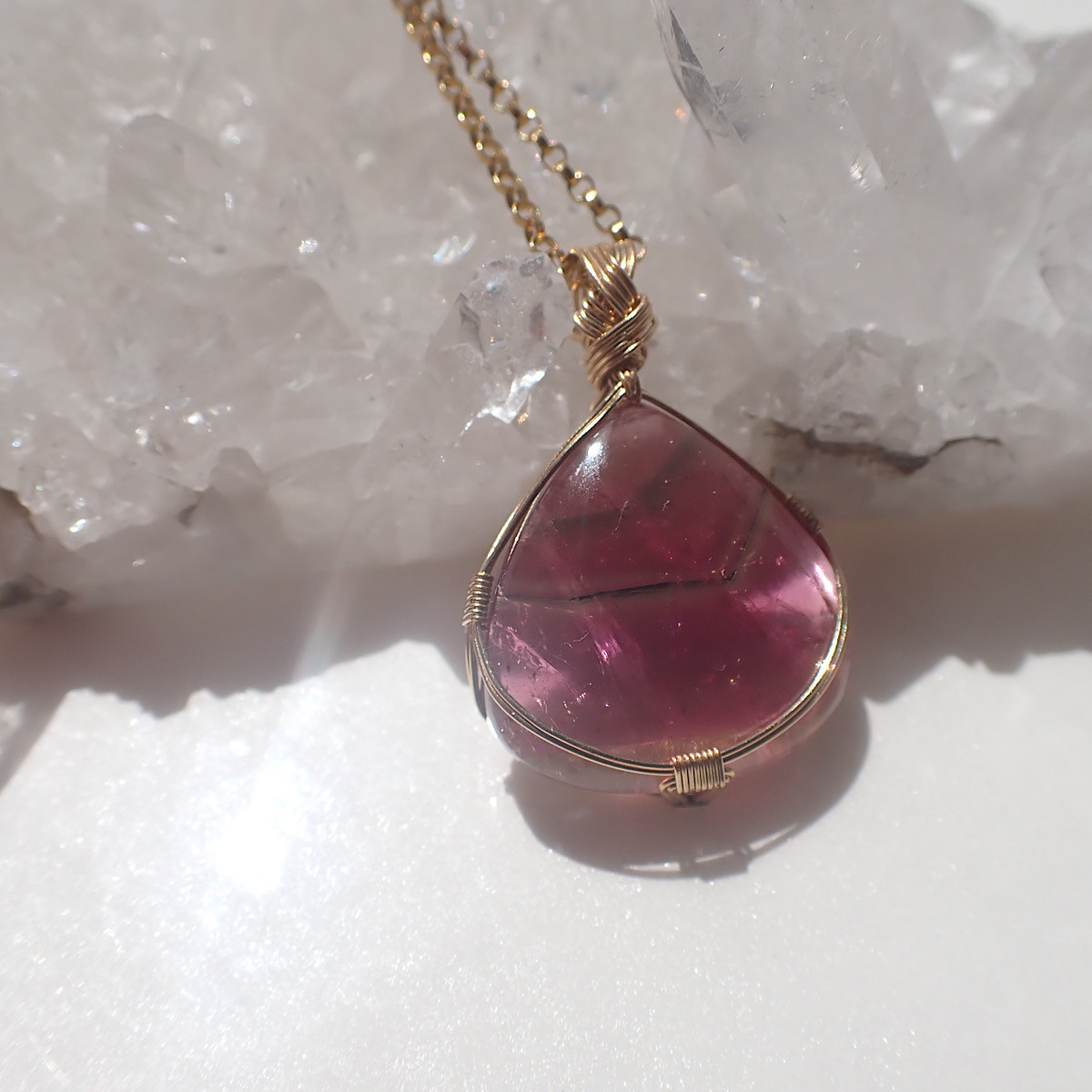 女神巻き®︎ウォーターメロントルマリンのペンダントトップ