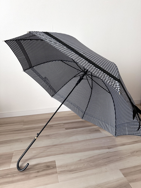 傘 長傘 8本骨 ジャンプ傘 晴雨兼用 日傘 雨傘 リボン付き/黒 軽量 紫外線対策 撥水 おしゃれ UPF50 4枚目の画像