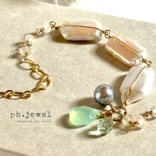 STONE HENgE◆SA24C07M ポラリス 淡水パール 14K ブレスレット 33ed0adfccacf7295cf592198dff1f