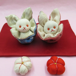 ハンドメイド　雛人形　お雛様　リバティ　つまみ細工　おしゃれ　くま　ねこ　うさぎ つまみ細工】🐰うさぎの雛人形の作り方🐰【縫わずにできる