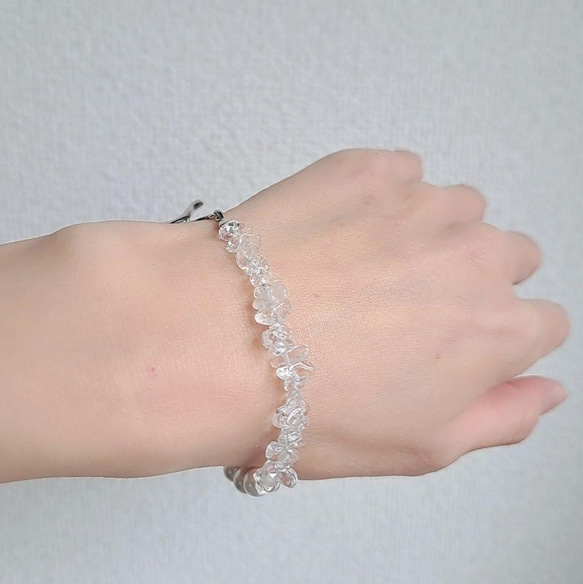 【天然石クリスタルとシェルパールのブレスレット♡】ビーズブレスレット bracelet 母の日 天然石ブレスレット 10枚目の画像