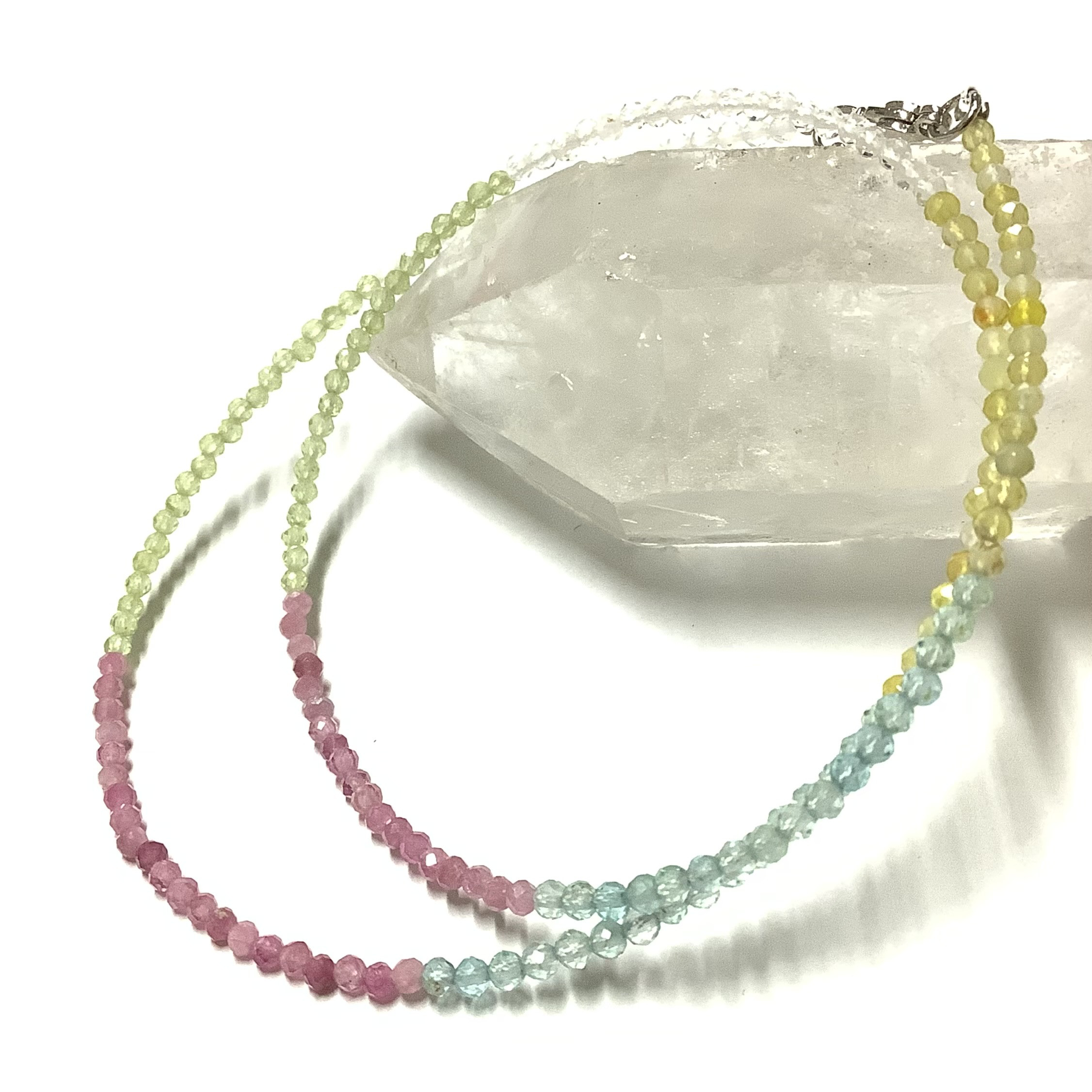宝石品質☆瑞々しいパステルカラー ヒーリングストーン 天然石 ミックスベリル ネックレス