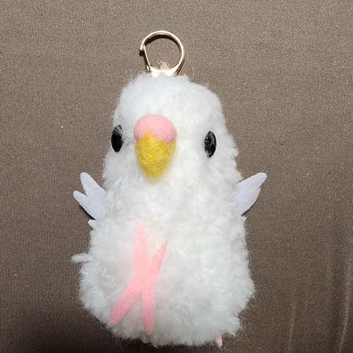 セキセイインコ アルビノ マスコット キーホルダー 羊毛フェルト