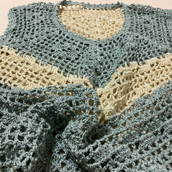 夏糸　手編み透かし編み　ベスト　大きい　レディス　かぎ針編み 9枚目の画像
