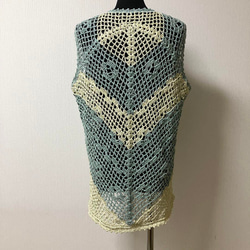 夏糸　手編み透かし編み　ベスト　大きい　レディス　かぎ針編み 2枚目の画像