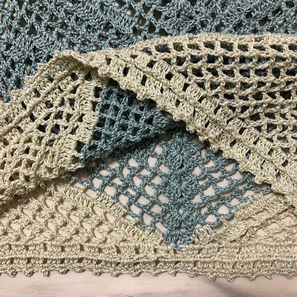 夏糸　手編み透かし編み　ベスト　大きい　レディス　かぎ針編み 8枚目の画像