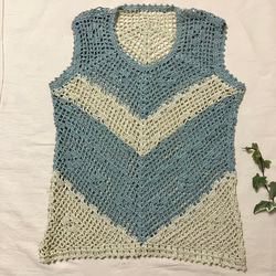 夏糸　手編み透かし編み　ベスト　大きい　レディス　かぎ針編み 3枚目の画像