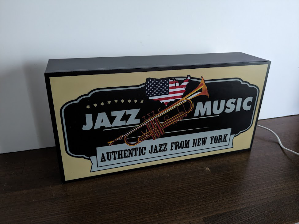 【Lサイズ】ジャズ ミュージック 喫茶 BAR ニューオーリンズ レコード 店舗 自宅 看板 置物 雑貨 ライトBOX