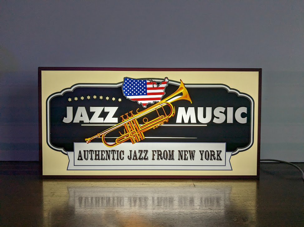 【Lサイズ】ジャズ ミュージック 喫茶 BAR ニューオーリンズ レコード 店舗 自宅 看板 置物 雑貨 ライトBOX