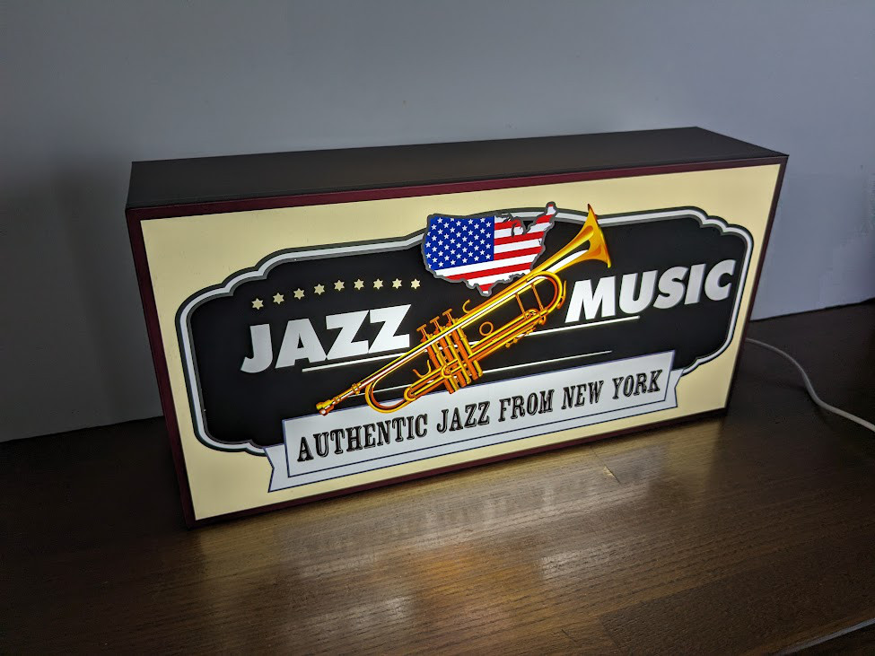 【Lサイズ】ジャズ ミュージック 喫茶 BAR ニューオーリンズ レコード 店舗 自宅 看板 置物 雑貨 ライトBOX