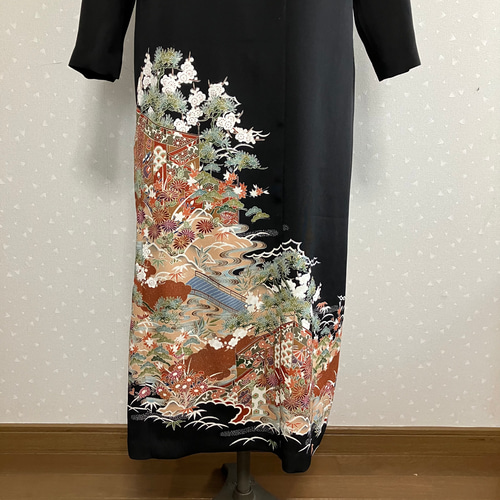 No.112着物リメイク ノースリーブワンピースとボレロ L〜L L13号サイズ  