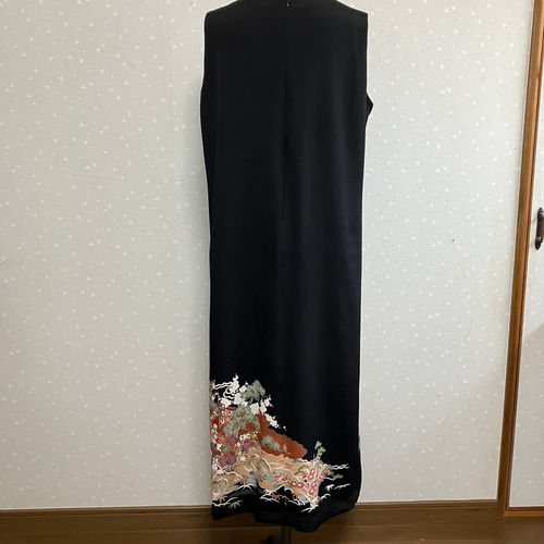 No.112着物リメイク ノースリーブワンピースとボレロ L〜L L13号サイズ  