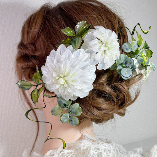 wedding dahlia】 ディップアートのダリア ヘッドドレス ヘッドドレス 