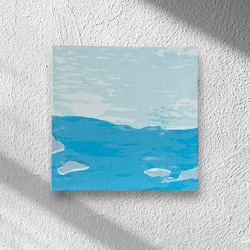 【受注生産】小さなシルクスクリーン版画パネル貼り『海』vr3 2枚目の画像