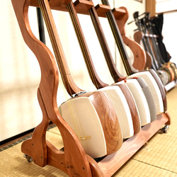 24時間以内に発送】手作り木工 木製三味線スタンド （赤漆） 1本掛け