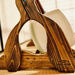 【限定１台】手作り木工　木製三味線スタンド （オイル仕上げ） ４丁掛け　ウッドレジン　エポキシ 5枚目の画像