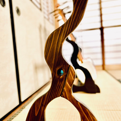 【限定１台】手作り木工　木製三味線スタンド （オイル仕上げ） ４丁掛け　ウッドレジン　エポキシ 11枚目の画像