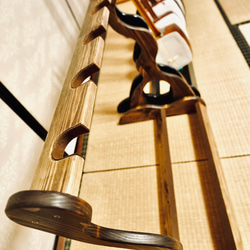 【限定１台】手作り木工　木製三味線スタンド （オイル仕上げ） ４丁掛け　ウッドレジン　エポキシ 12枚目の画像