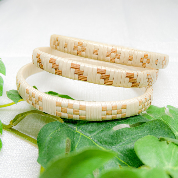 再販】ハワイ ラウハラ ブレスレット バングル 3本セット ブレスレット