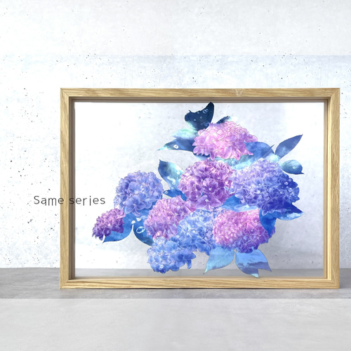 紫陽花 - アクリルブロック〈10cm角・透け感を楽しむインテリアアート