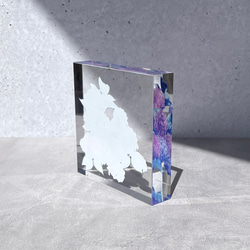 -紫陽花- 花と草木のアクリルブロック（10cm×10cm） 4枚目の画像
