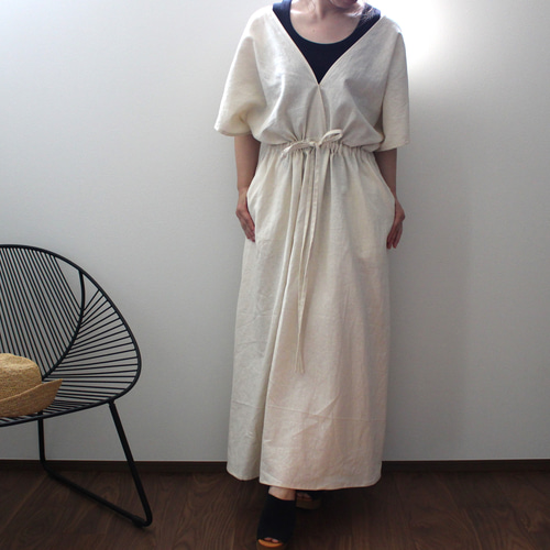 受注製作｠リネン100％ カシュクールワンピース ワンピース RE