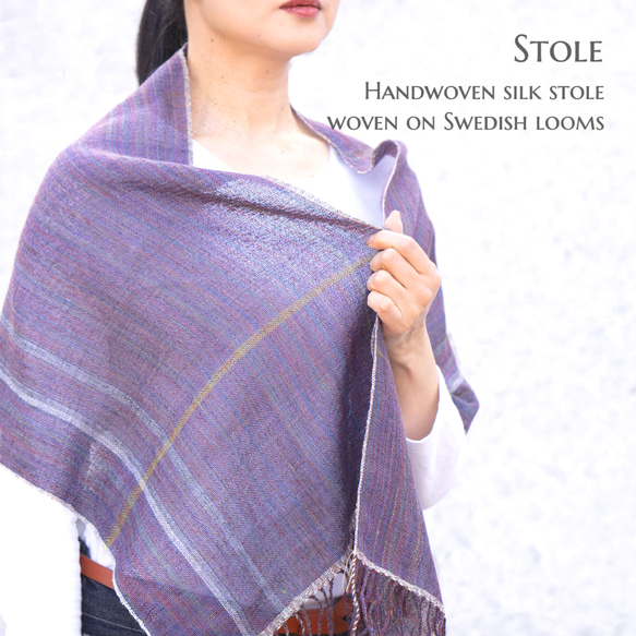 【Creema限定】☆一枚でコーデがキマる☆オールシーズン用手織りシルクストール《一点物》/プレゼント/母の日/父の日 3枚目の画像