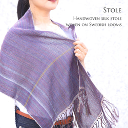 【Creema限定】☆一枚でコーデがキマる☆オールシーズン用手織りシルクストール《一点物》/プレゼント/母の日/父の日 4枚目の画像