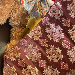 和洋折衷 名古屋帯 着物 和装 サッシュベルト 飾り帯 ウエストマーク リメイク ハンドメイド レトロ OB-103 9枚目の画像