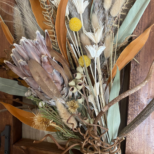 ドライフラワー フレーム アレンジメント バンパス クレビアゴールド