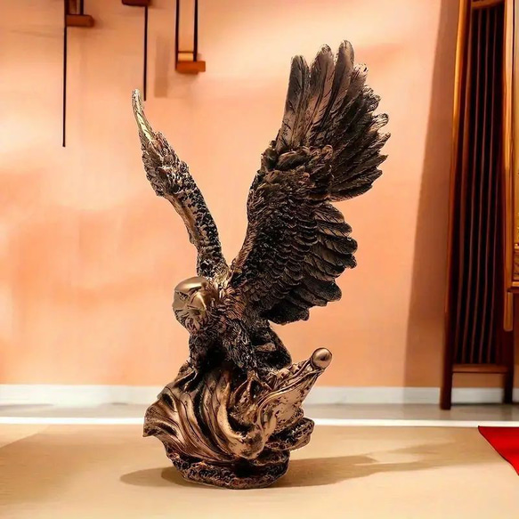イーグル 装飾 彫刻 インテリア オブジェ 置物 玄関 オフィス 鷲 ワシ 鳥 美術品 芸術品 at-0121 4枚目の画像
