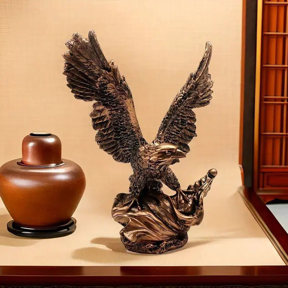 イーグル 装飾 彫刻 インテリア オブジェ 置物 玄関 オフィス 鷲 ワシ 鳥 美術品 芸術品 at-0121 5枚目の画像