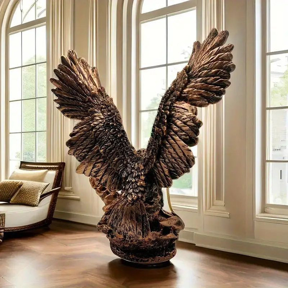 イーグル 装飾 彫刻 インテリア オブジェ 置物 玄関 オフィス 鷲 ワシ 鳥 美術品 芸術品 at-0121 3枚目の画像