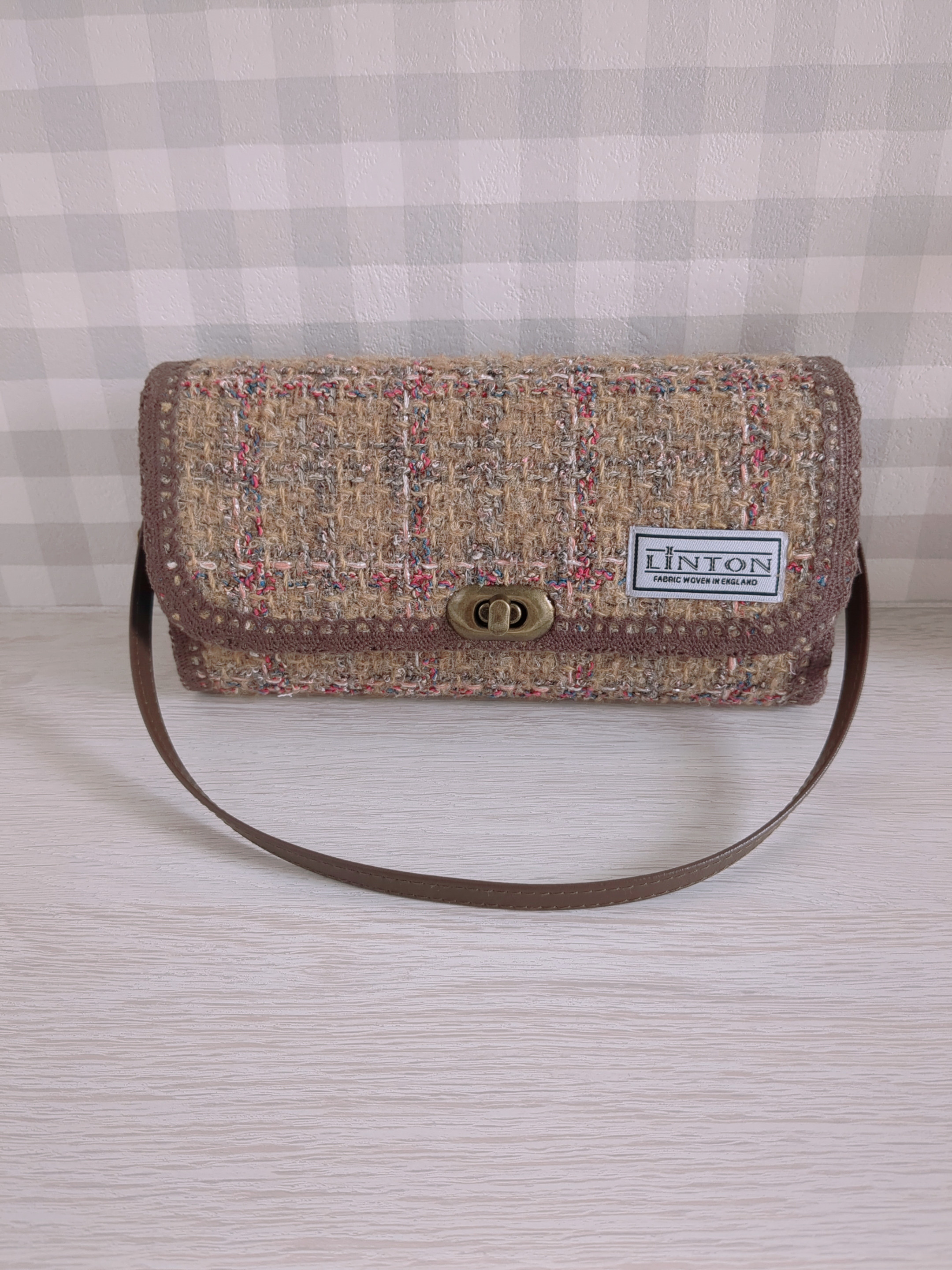 最新作♡LINTON社製ツイード長財布(ブラウンMIX)