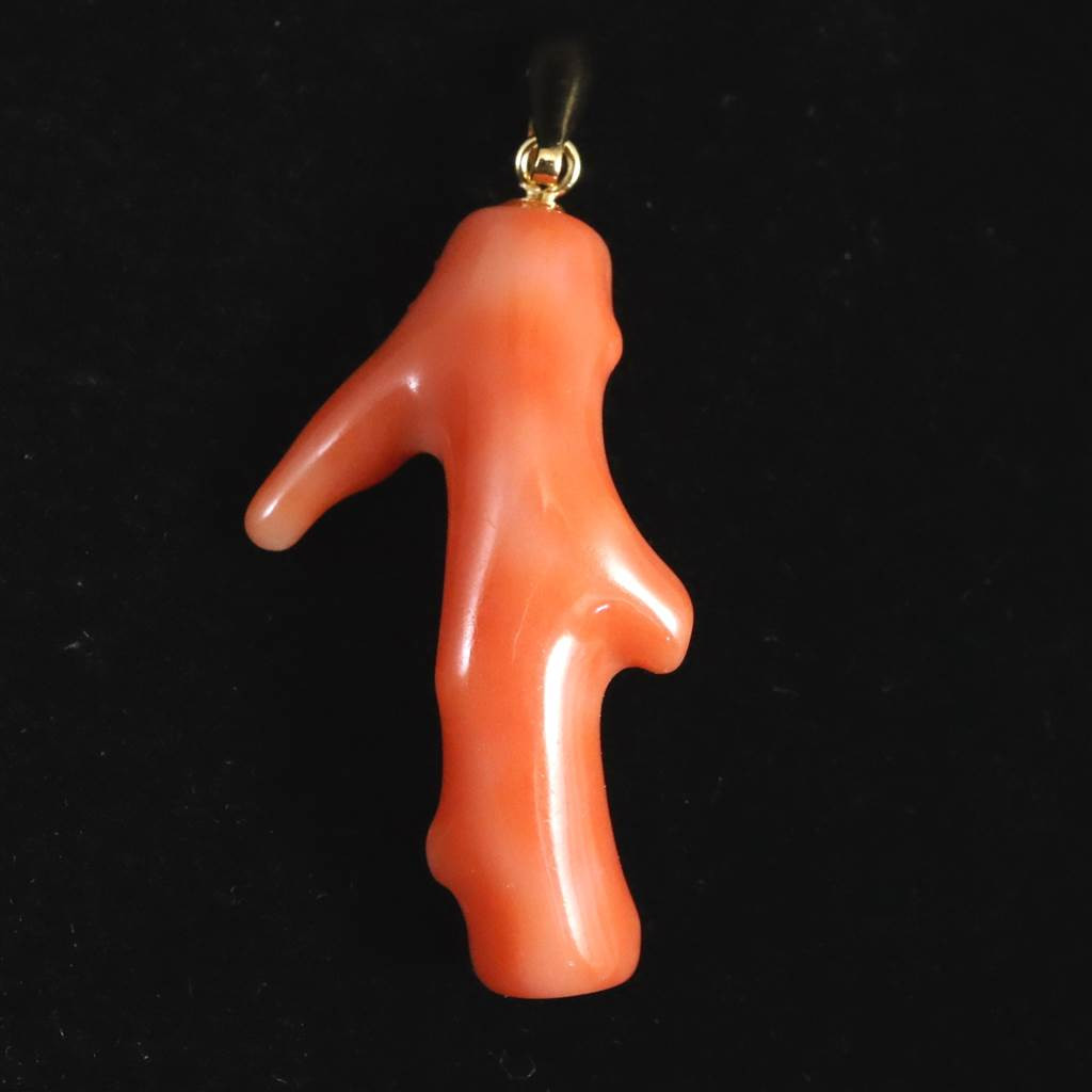 宮古島産 天然 宝石珊瑚 深海サンゴ ペンダント　K18YG　1.96ｇ #93520