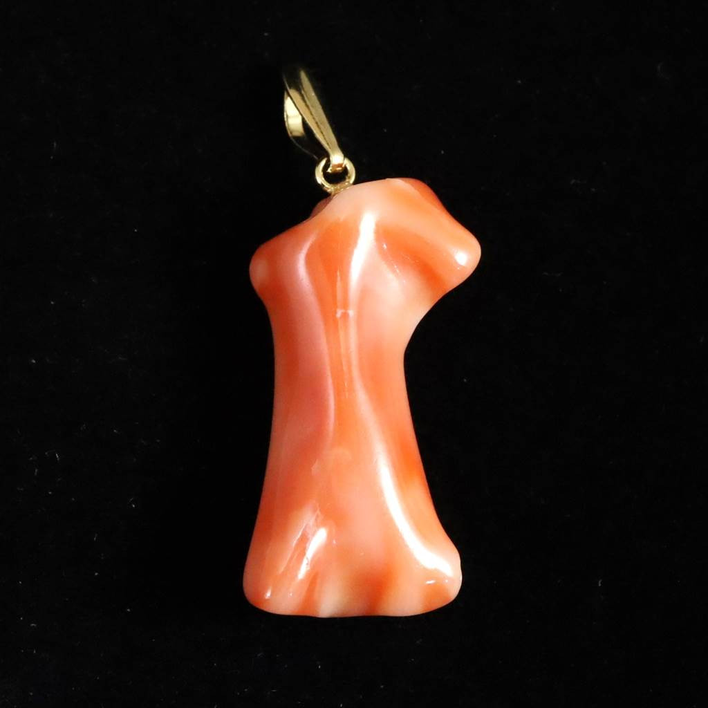 宮古島産 天然 宝石珊瑚 深海サンゴ ペンダント　K18YG　2.87ｇ #88228