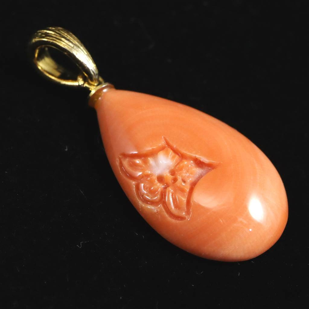 宮古島産 天然 宝石珊瑚 桃色サンゴ ペンダント　1.68ｇ #97120