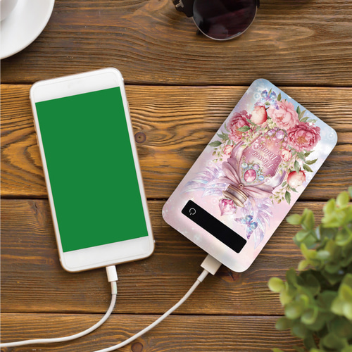 モバイルバッテリー 4000mah 充電器 スマホ 花 花柄 蝶 オシャレ