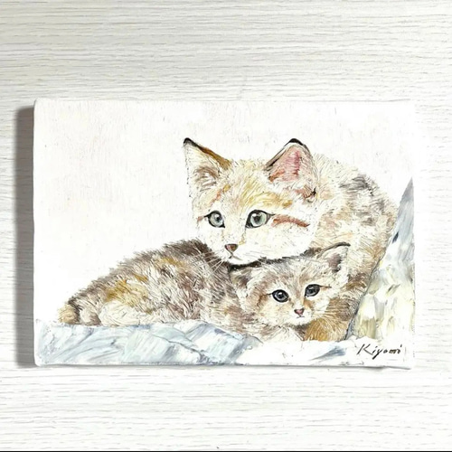 親子 サムホールサイズ（22.7㎝×15.8㎝） 絵画 Atelier kiyomi