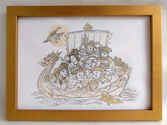 銅版画　宝船　七福神 2枚目の画像