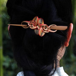 ハンドメイド ヘアアクセサリー 竹製 雲舞 マジェステ かんざし 髪飾り 竹色 極軽い 恋人 誕生日 記念日 母の日 2枚目の画像