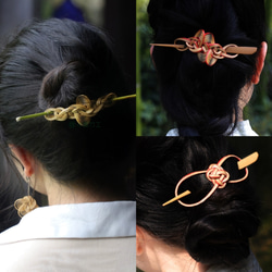 ハンドメイド ヘアアクセサリー 竹製 雲舞 マジェステ かんざし 髪飾り 竹色 極軽い 恋人 誕生日 記念日 母の日 10枚目の画像