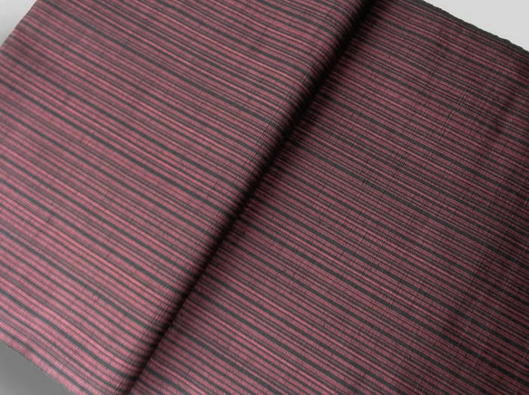 ～Series紬…デザイン選択・正絹紬・矢鱈縞 黒赤～ 2枚目の画像