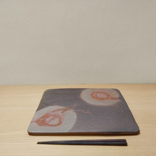 A 282 備前 作家物・角大皿 （新品未使用品）