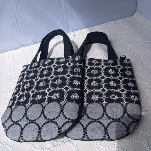 値下げ！ミナペルホネン　アネモネ&タンバリンオーバルバッグ 　ネイビー mina perhonen oval bag -anemone×tambourine- - ミナペルホネン