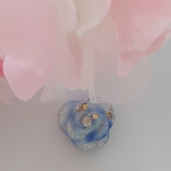 【2way】(マリンブルー)バラの耳飾り 3枚目の画像