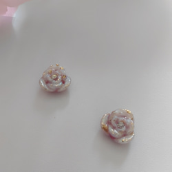 【2way】(ローズピンク)バラの耳飾り 2枚目の画像